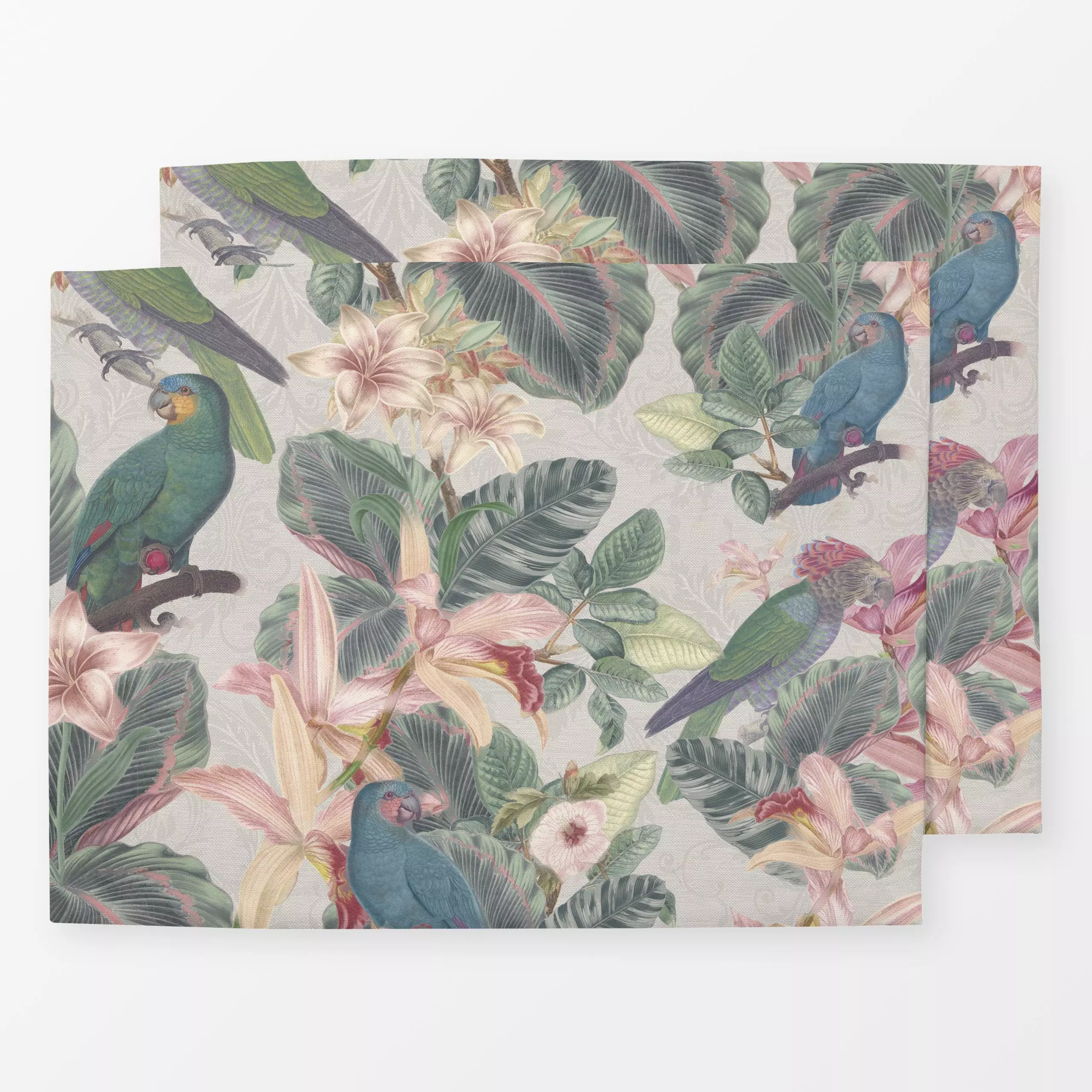 Tischset Exotic birds foliage, Blumen, tropisch, von Bloomery Decor