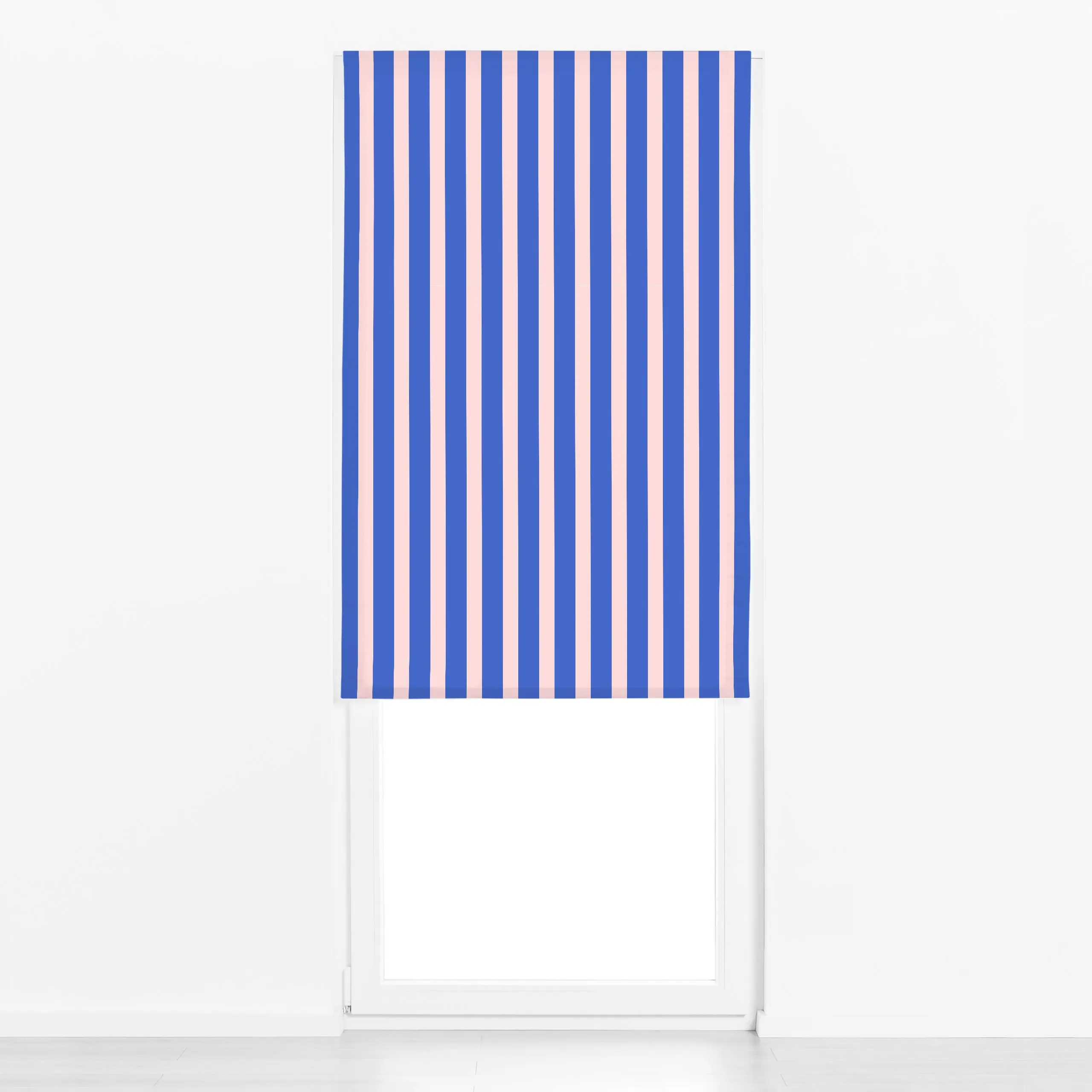 Raffrollo Blue Blush Vertical Stripes - Sommer, Symbole & Muster - von „Karen Menzenbach"; Streifen, Sommer, grafisch, bunt,...