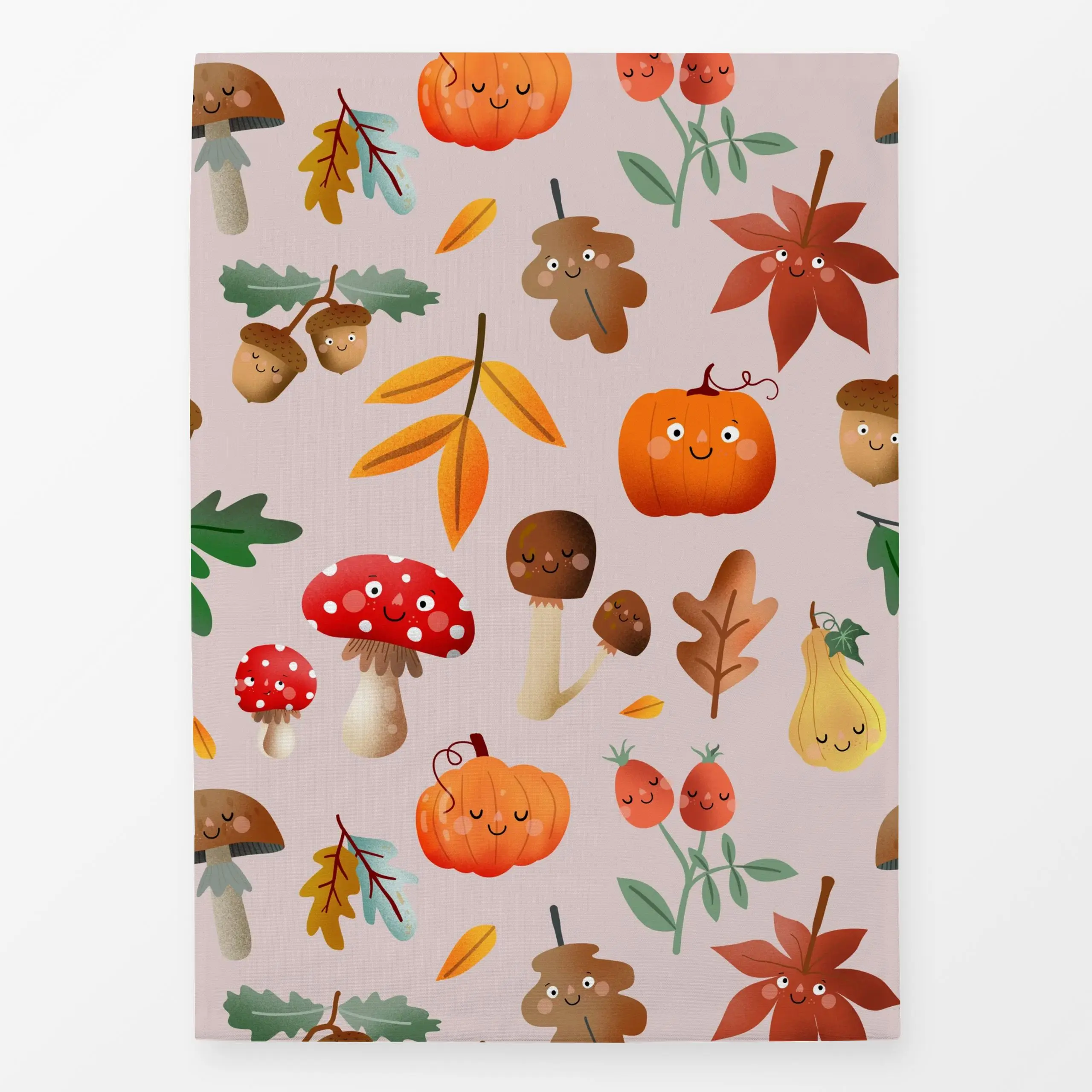 Geschirrtücher Herbstliebe Muster - nude - Herbst - von „Heyduda"; Laub, Herbst, Herbstdeko, Eicheln, pilze, Fliegenpilz, Ha...