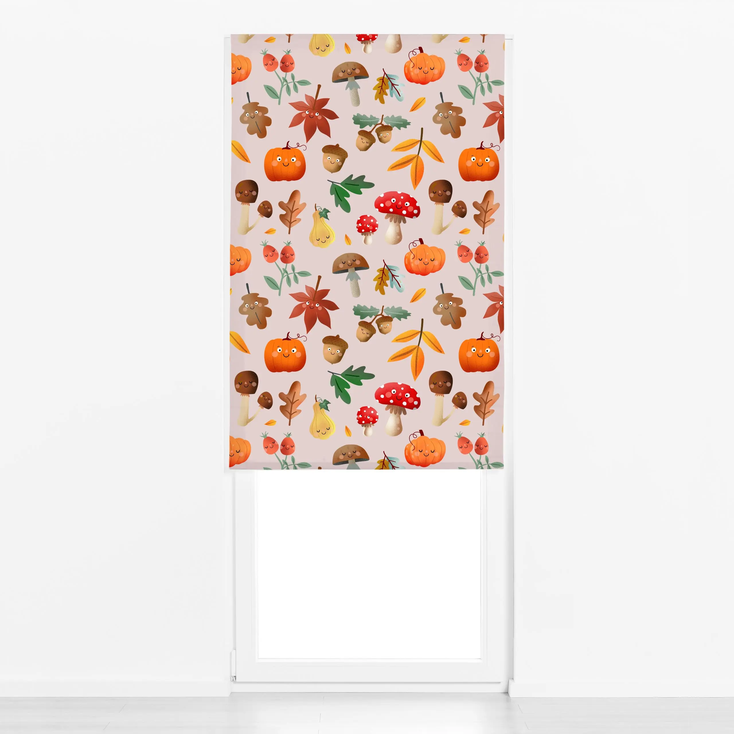 Raffrollo Herbstliebe Muster - nude - Herbst - von „Heyduda"; Laub, Herbst, Herbstdeko, Eicheln, pilze, Fliegenpilz, Hallowe...