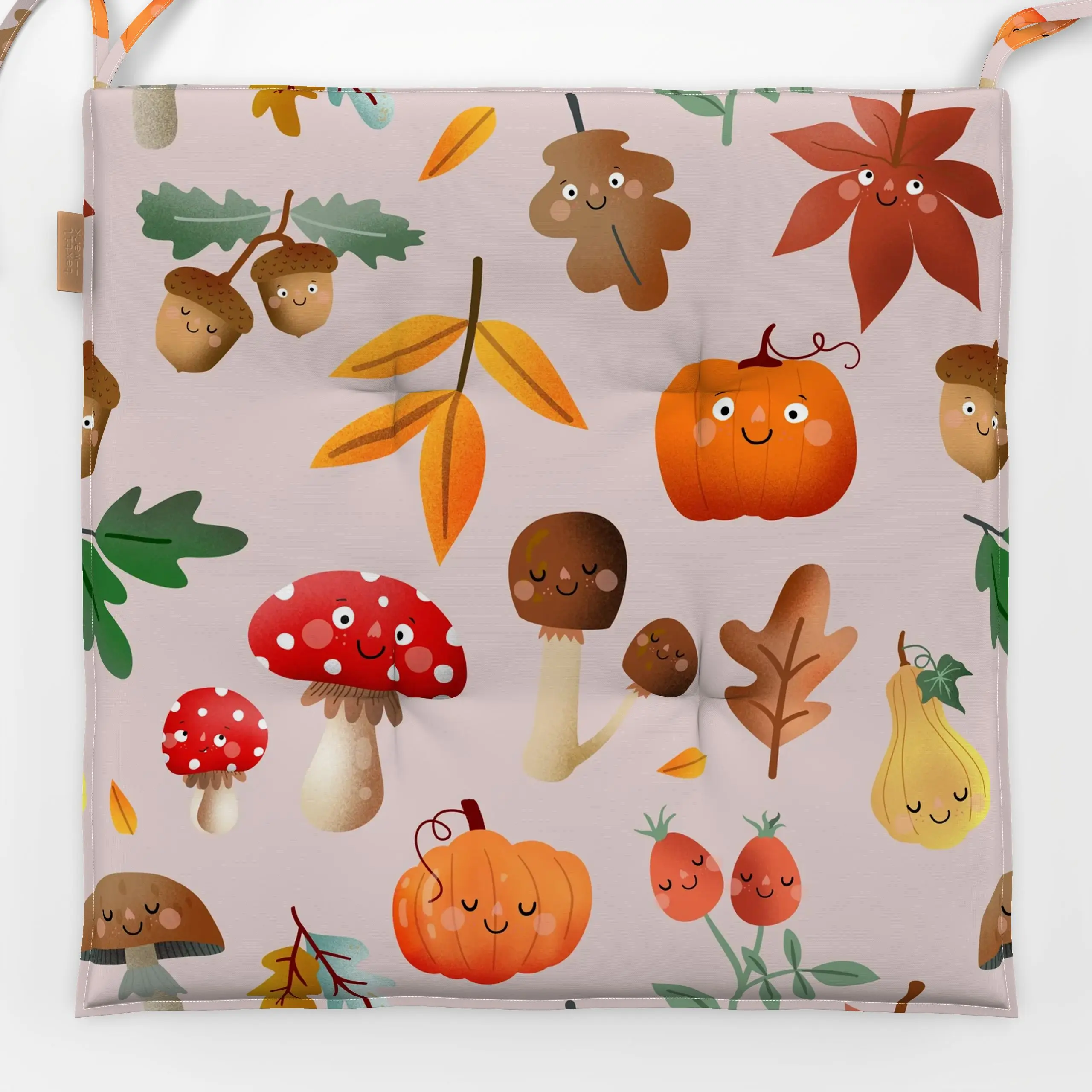 Sitzkissen Herbstliebe Muster - nude - Herbst - von „Heyduda"; Laub, Herbst, Herbstdeko, Eicheln, pilze, Fliegenpilz, Hallow...