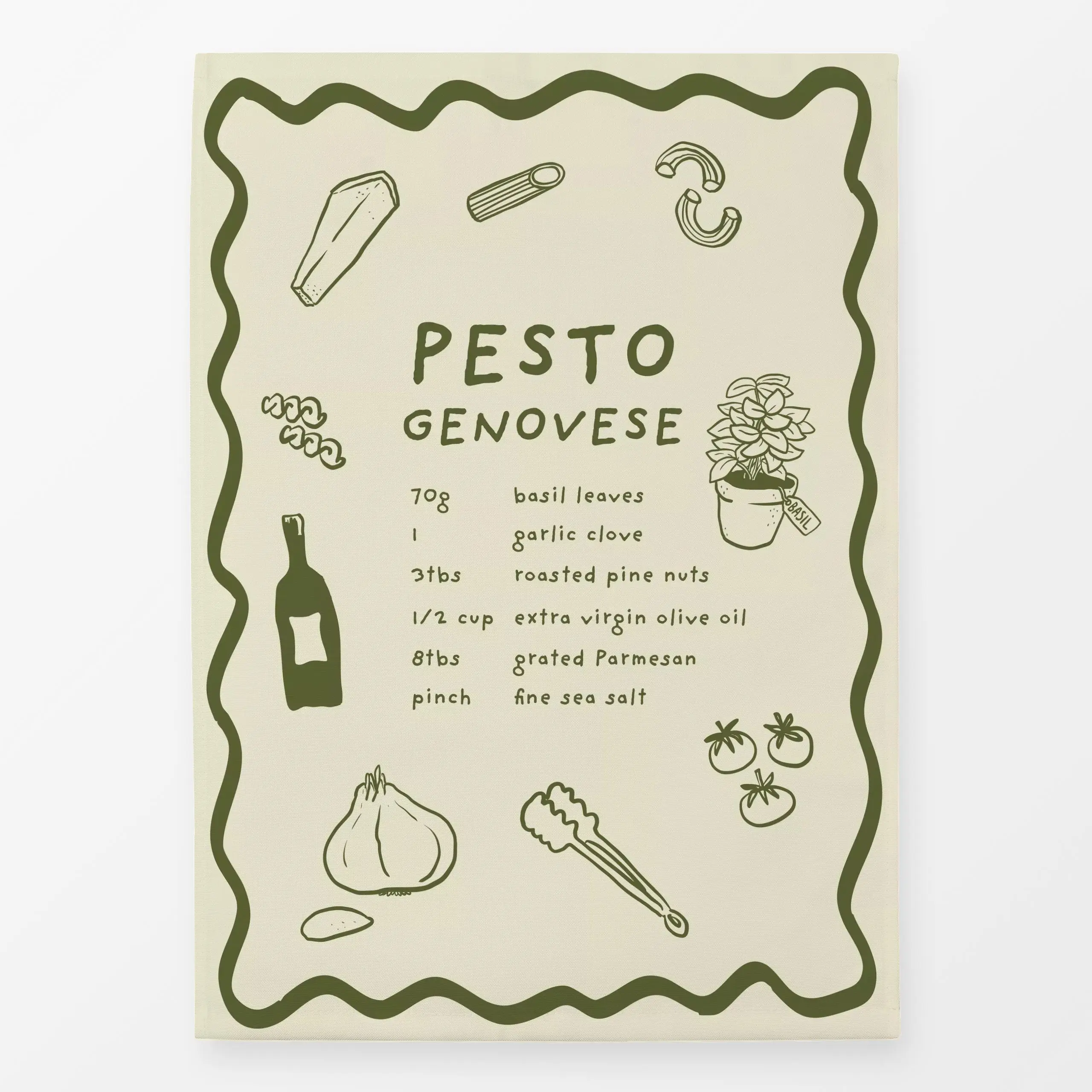 Geschirrtücher Pesto - Sommer, Küche, Essen & Trinken, Gemüse - von „textilwerk"; Sommer, Picknick, food, Kitchen, textilwer...