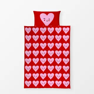Bettwäsche Herz mit Gesicht Rot