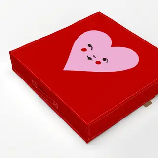 Bodenkissen Herz mit Gesicht Rot