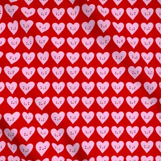 Meterware Herz mit Gesicht Rot