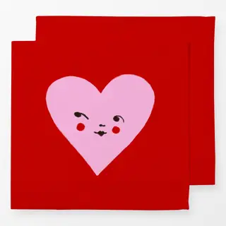 Servietten Herz mit Gesicht Rot