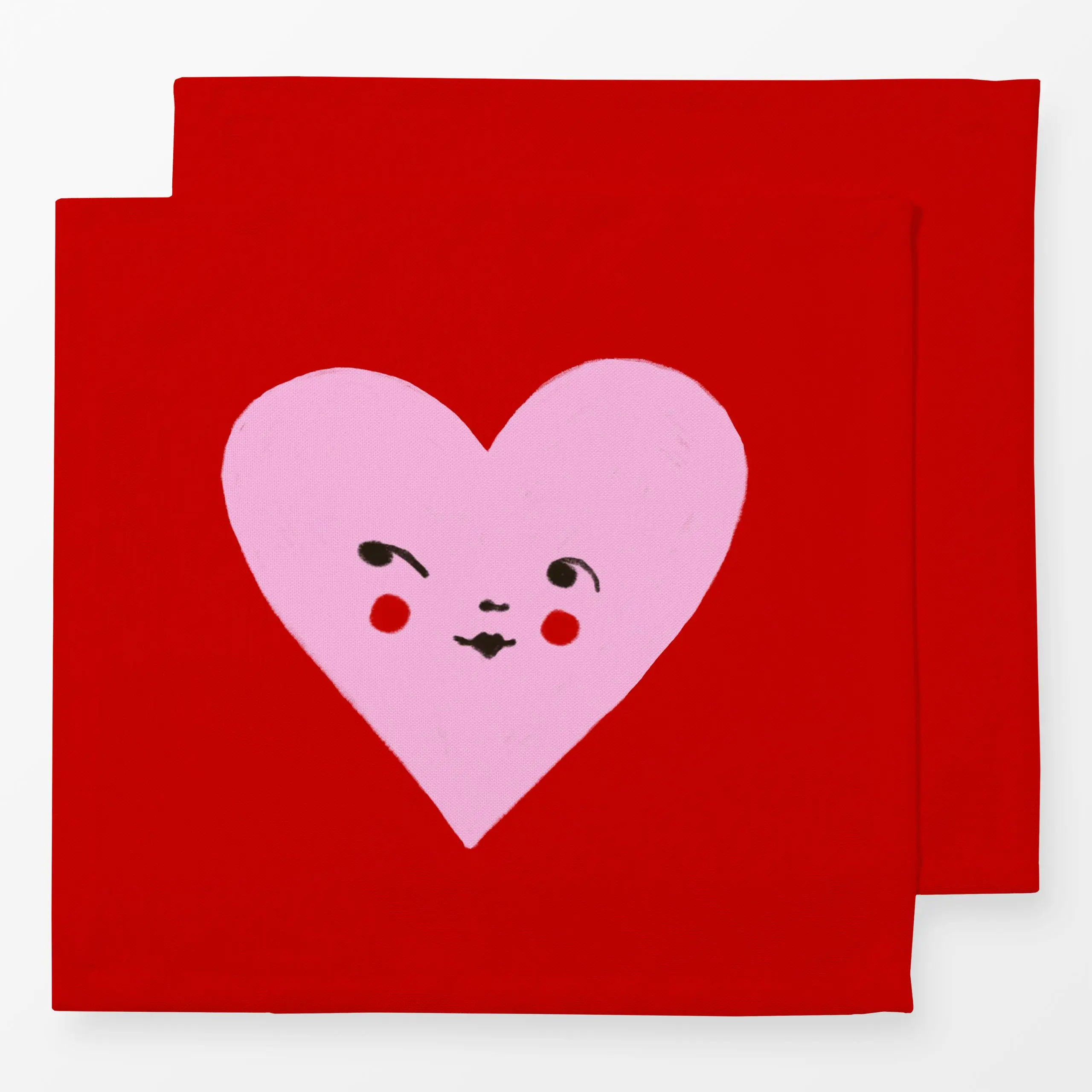 Servietten Herz mit Gesicht Rot - Liebe, Romantik & Pride, Anlässe - von „Sophie Augustin Illustration"; Love, Self Love, He...