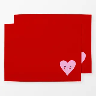 Tischset Herz mit Gesicht Rot