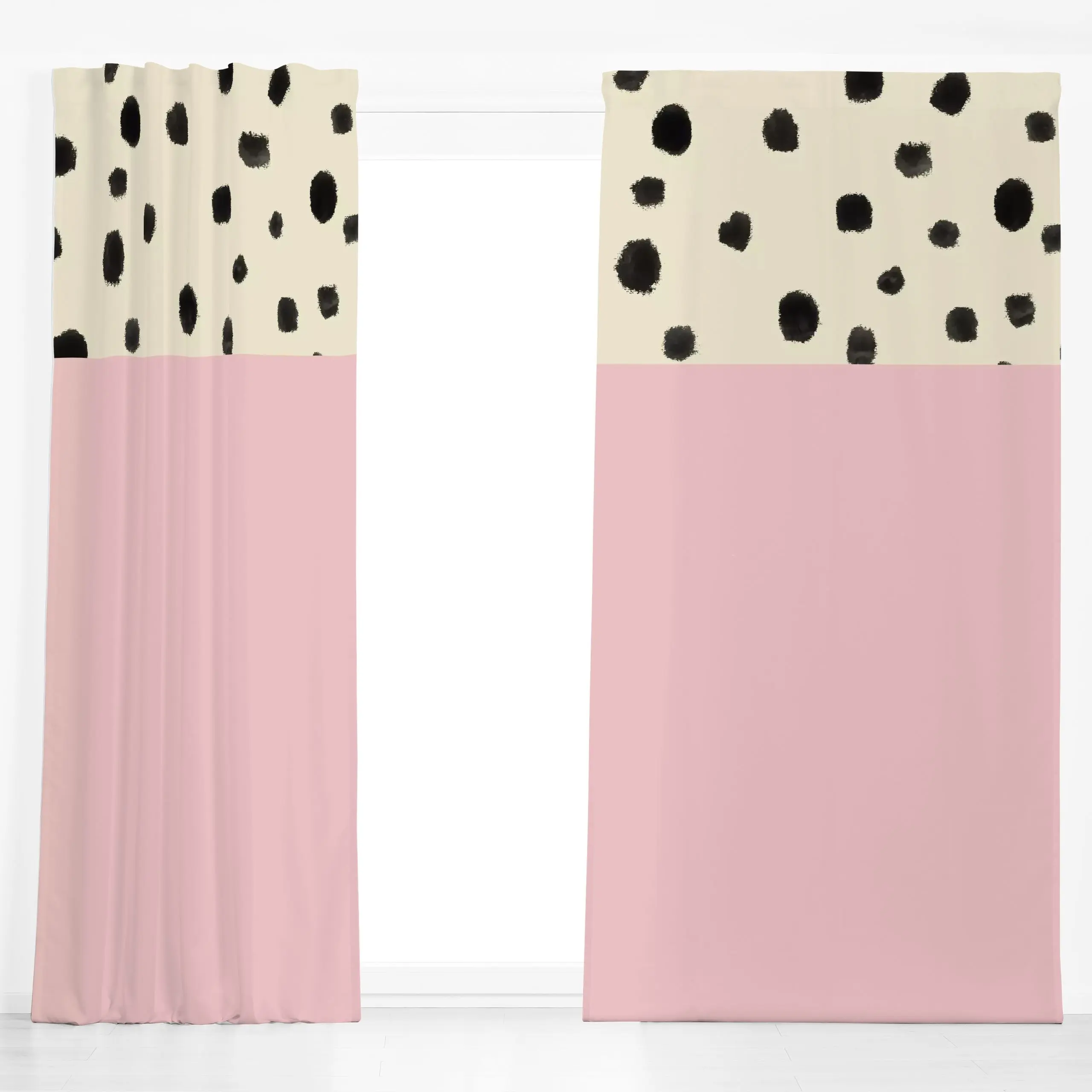 Dekovorhang Dots and Rose 2020 - Symbole & Muster - von „Ute Arnold"; Punkte, rosa, modern, minimalistisch, schlicht, gepunk...