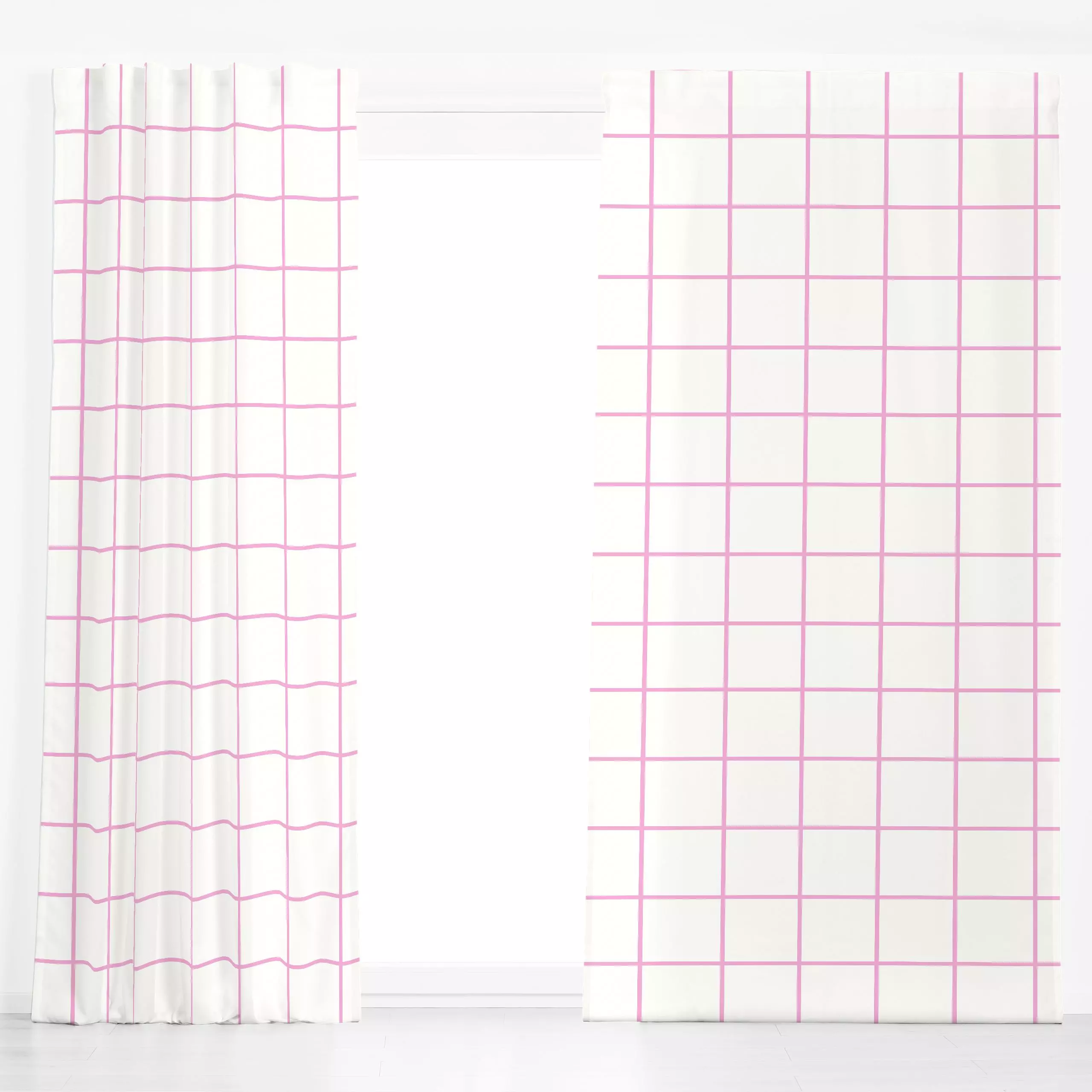 Dekovorhang Rosa Grid - Symbole & Muster - von „Lisa Jasmin Bauer"; skandinavisch, grid, trendfarben