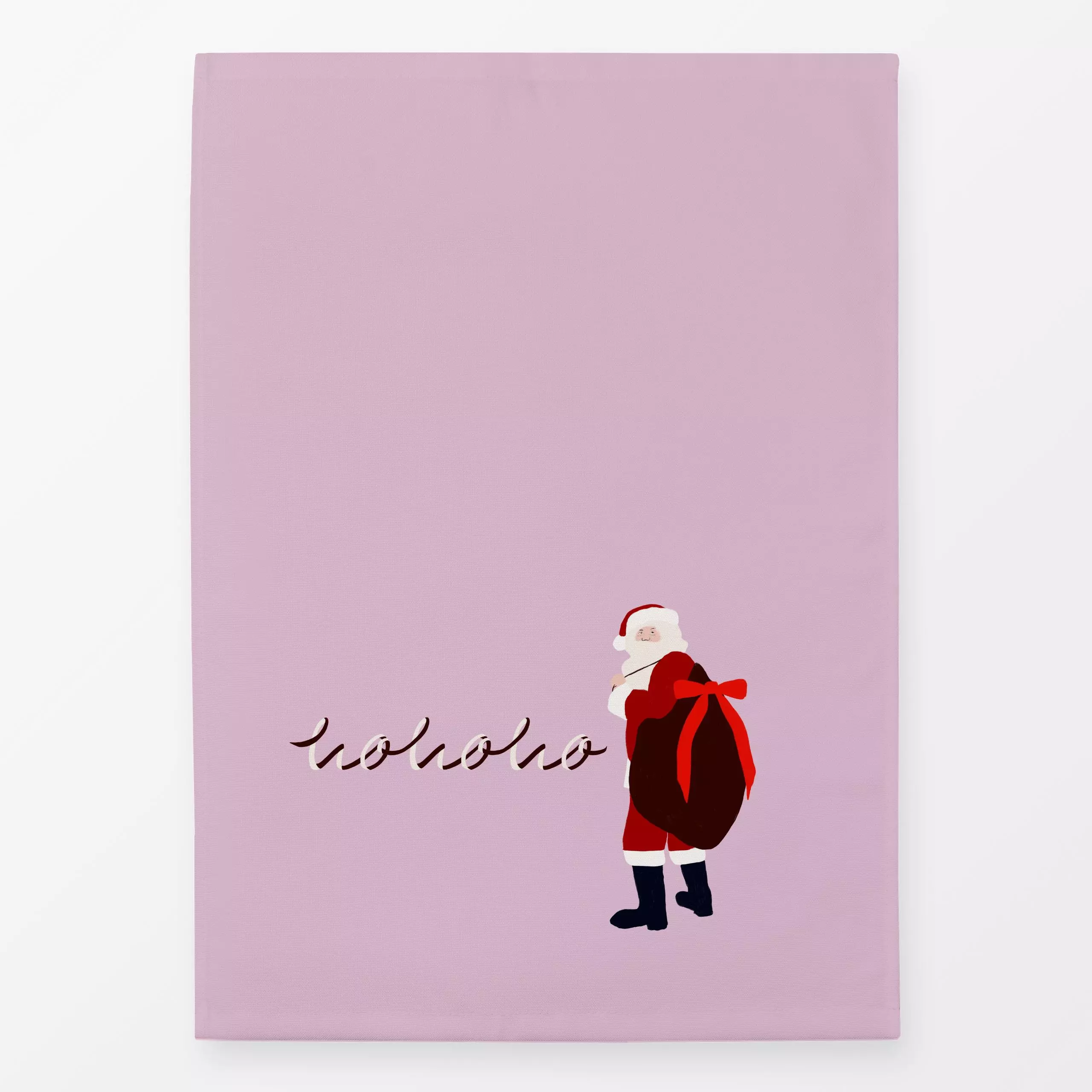Geschirrtücher Weihnachtsmann hohoho Rosa - Sprüche & Schriftzüge, Weihnachten - von „Sophie Augustin Illustration"; Weihnac...