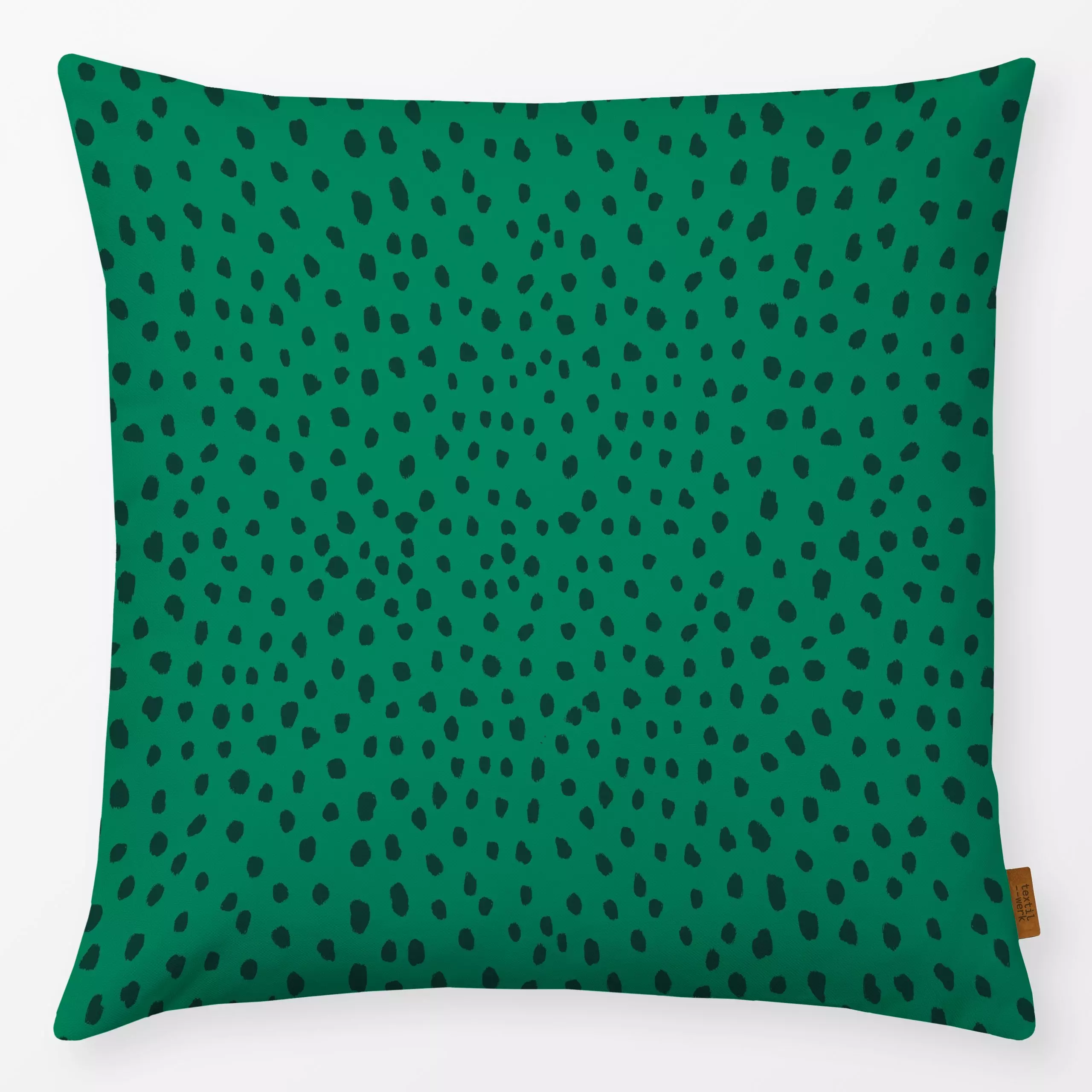 Kissen Snow Dots Green - Winter, Symbole & Muster - von „Studio ROSAGRAU"; Schneeflocken, Winter, Weihnachtskissen, gepunkte...