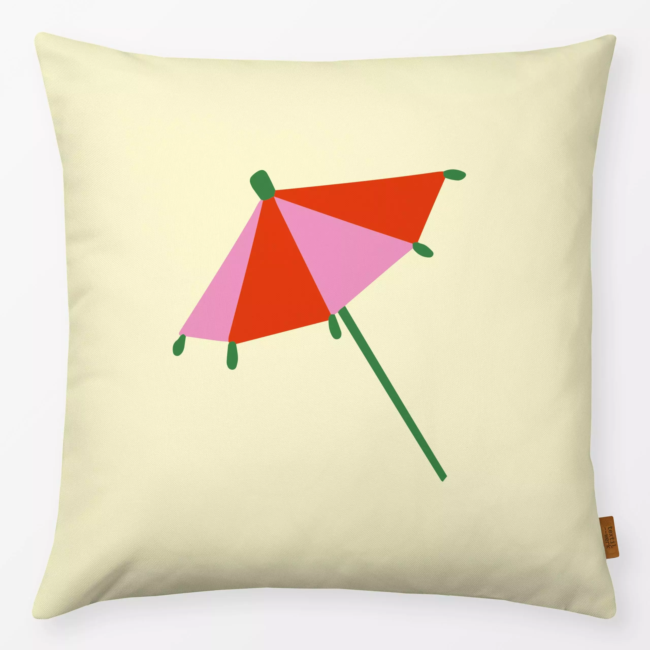 Kissen Sonnenschirm 2 - Sommer - von „textilwerk"; Illustration, skandinavisch, Sommer, Urlaub, bunt, minimalistisch, schlic...